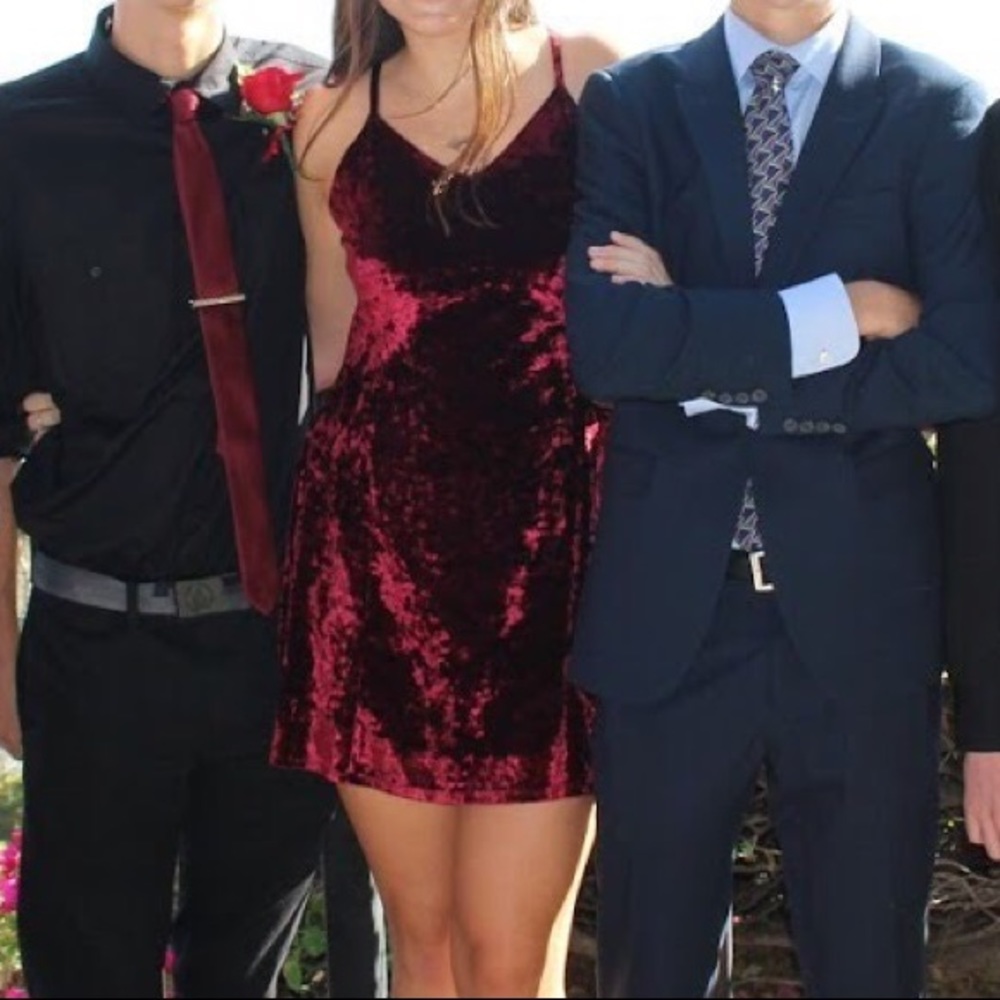 Red Crushed Velvet Mini Dress